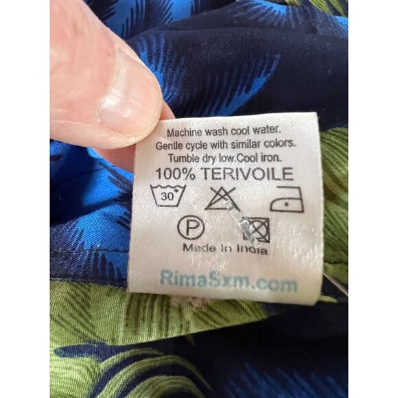 Rima Vintage Tropical Hawaiian Short Sleeve Shirt  Size XL Blue   Terivoile - Picture 6 of 16